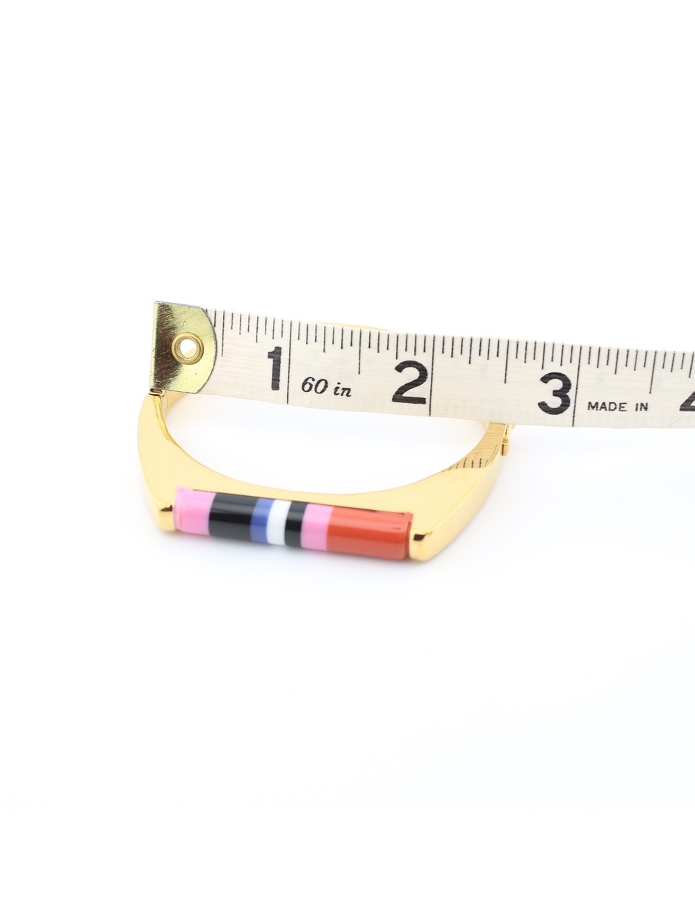 Kate Spade Gold Tone Multicolor Stripe Hinged Bangle Bracelet - Picture 7 of 7